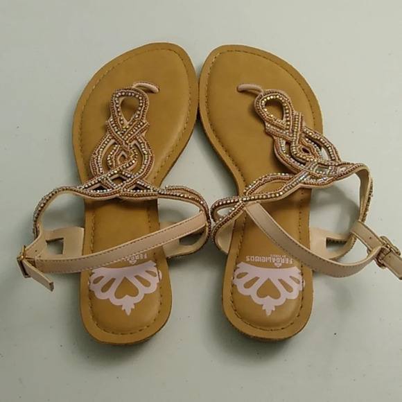 FERGALICIOUS RHINESTONE, BEADS PINK, FLAT STRAPPY SANDAL - Picture 2 of 7